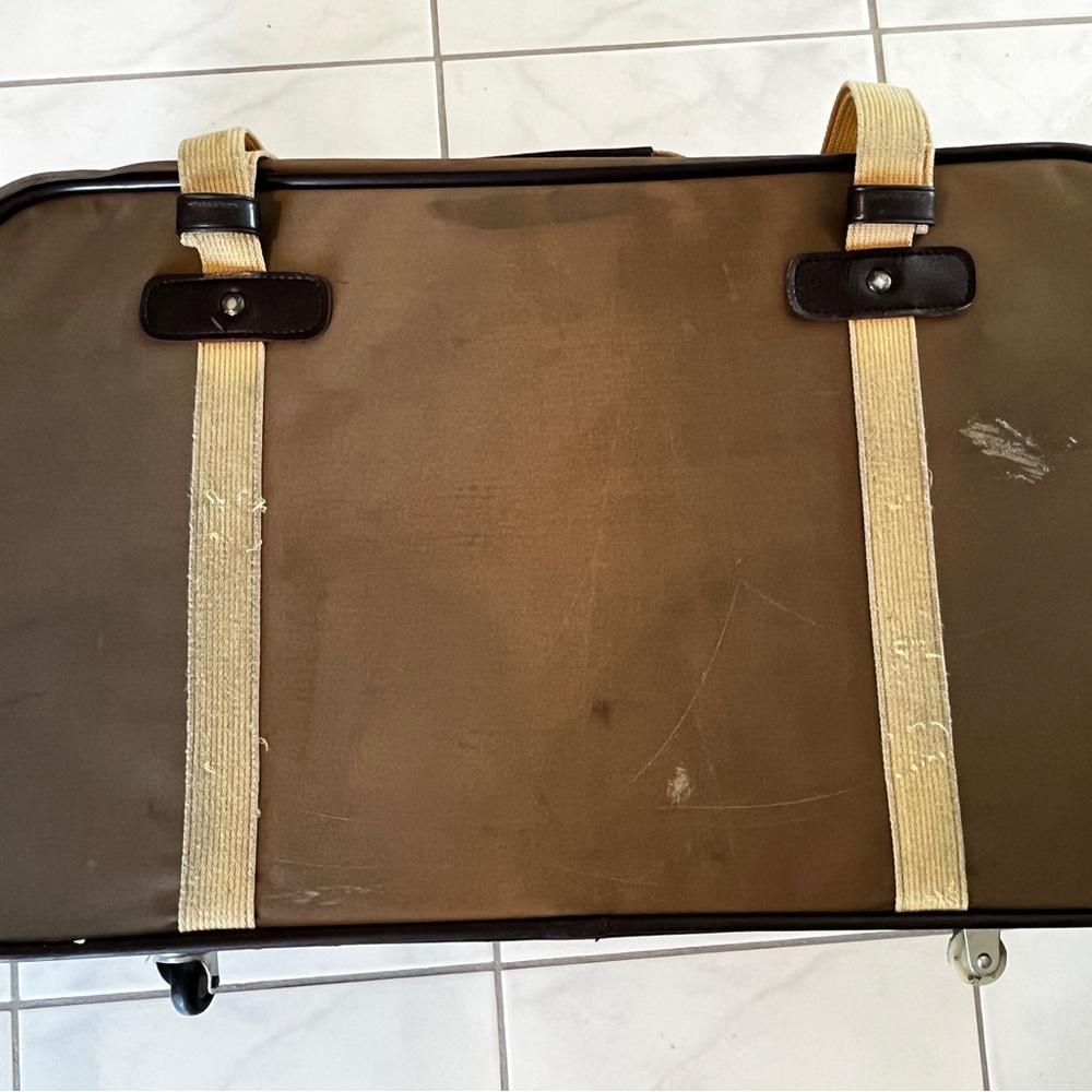 Vintage Samsonite Brown Tan 21x13x7 Handled Suitcase Luggage Soft-Sided Bag used